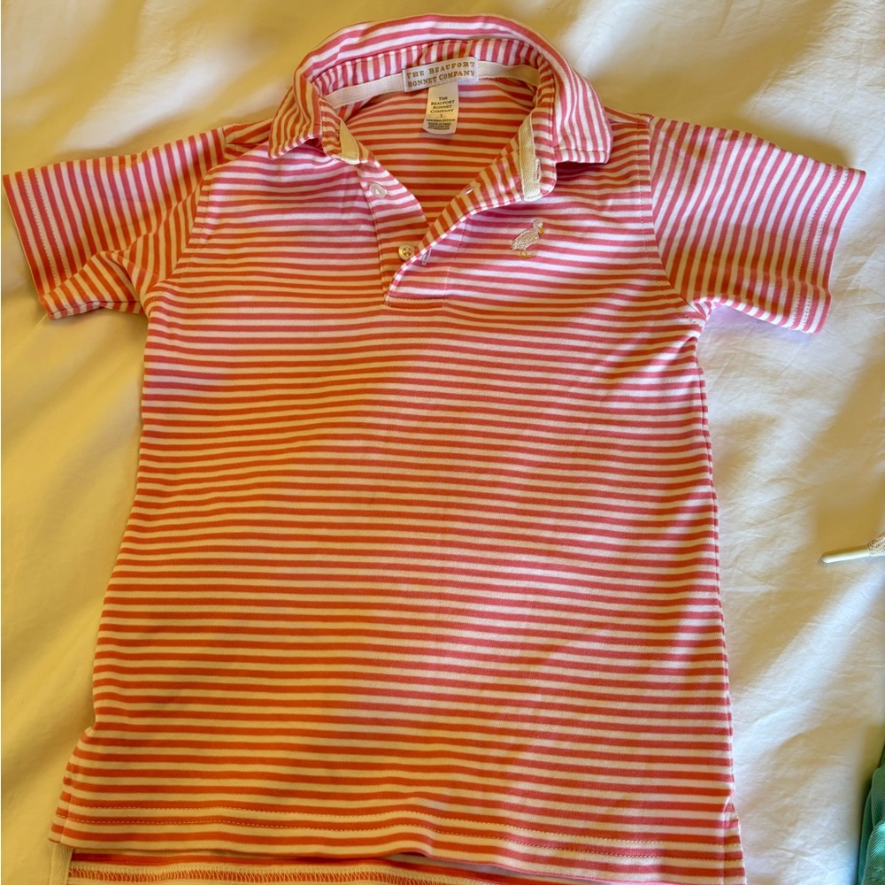 Kids Beaufort Bonnet Short-Sleeve Polo Shirt - Pink & White Stripes Boys 5